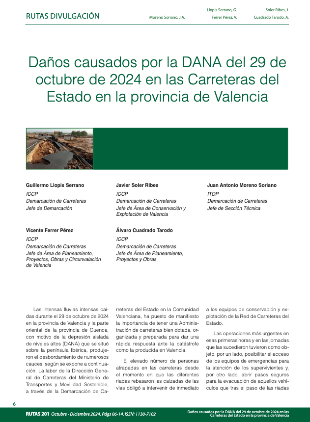Daños causados por la DANA del 29 de octubre de 2024 en las Carreteras del Estado en la provincia de Valencia