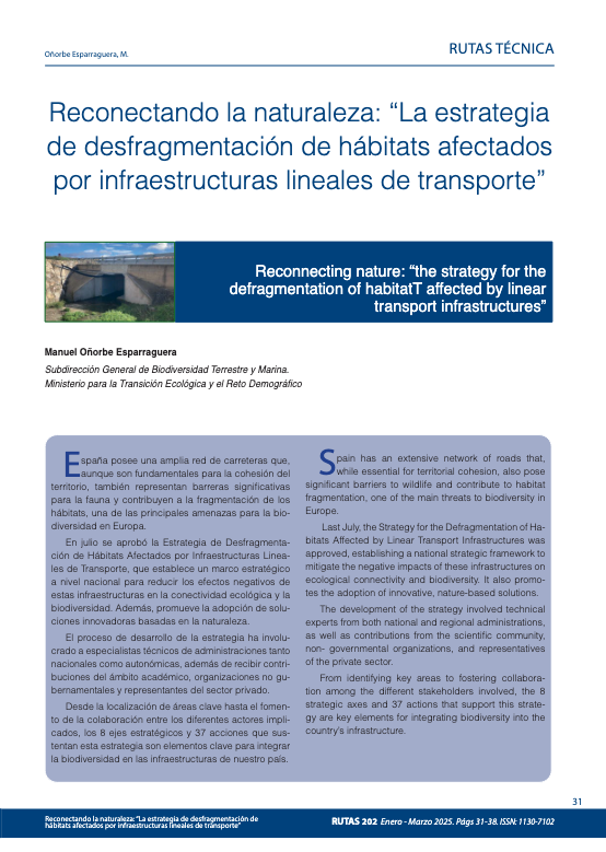 Reconectando la naturaleza: “La estrategia de desfragmentación de hábitats afectados por infraestructuras lineales de transporte”